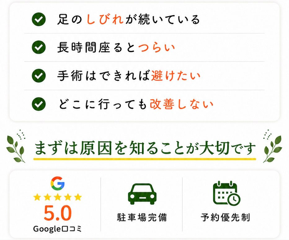 足のしびれがつづいている