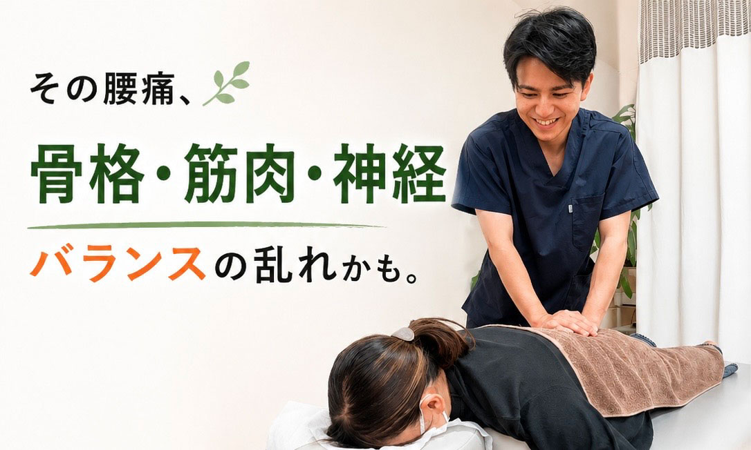 その腰痛、骨格・筋肉・神経バランスの乱れかも