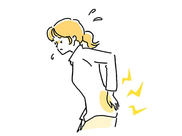 腰痛がつらい女性イラスト